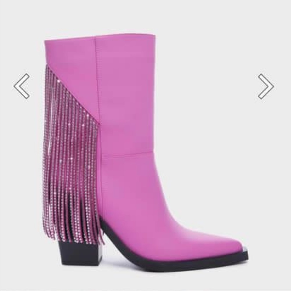 Fringe Rhinestone Pink Cowgirl Boot